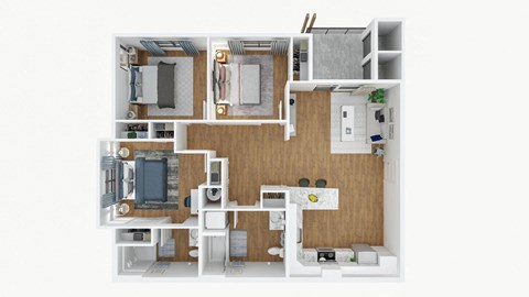 Floor plan for 3 beds, 2 baths, 1176 sqft